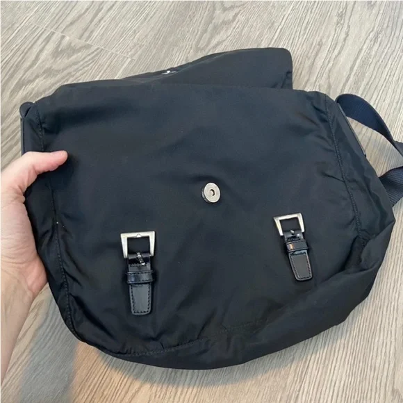 Prada - Vela Messenger Bag ~9.75”H x 13”L" x 4.5”D Black Nylon Pristine $Firm - Picture 11 of 17